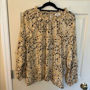 LOFT Women's Tan Leopard Print Top